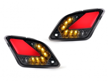 Blinker-Set hinten - MOTO NOSTRA - dynamisches LED-Lauflicht + Positionslicht - Vespa GTS/GTV 125-300 ccm (Bj. 2014-2018) - smoked