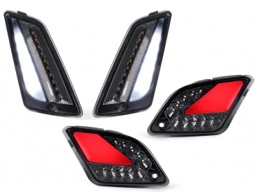 Blinker-Set vorne+hinten - MOTO NOSTRA - dynamisches LED Lauflicht, Tagfahrlicht vorne + Positionslicht hinten - Vespa GTS/HPE 125-300ccm (Bj. 2019-2022) - smoked