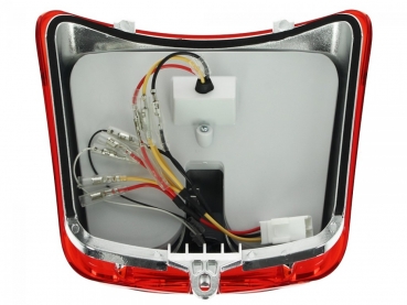 POWER1 LED-Rücklicht inkl. Rücklichtrahmen schwarz-matt mit CE Prüfzeichen - Vespa HPE (Bj. 2019-2022) - rot-transparentes Glas