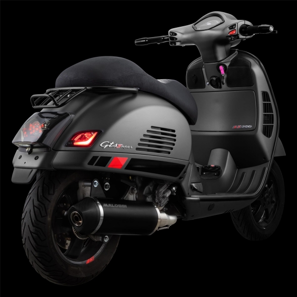 Rennauspuff MALOSSI RX BLACK EDITION - Vespa GTS/GTV/HPE 300 ccm (Bj. 2016-2020) - EURO4 ohne Katalysator