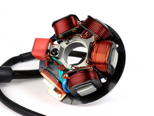 Zündgrundplatte HP V2.5 Silikon - BGM PRO - Vespa ET3/PK N,S,XL,XL2/V50 50-125 ccm - 5-Spulen, 6-Kabel (Rundstecker mit 3-Pins) - für Fahrzeuge ohne Batterie