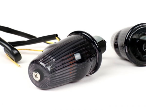 LED-Blinker-Set - MOTO NOSTRA - Lenkerblinker 12 Volt - Vespa V50, 50SS, 50SR, 50 Sprinter, 90SS, 90 Racer, PV125, ET3, Sprint150, Rally180/200 - schwarz