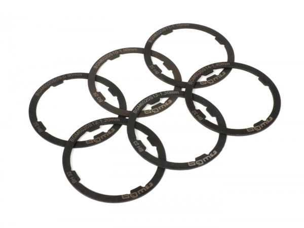 Schulterring-Set - BGM PRO - Vespa Smallframe V50, PV125, ET3, PK - Largeframe PX Lusso (ab Bj. 1984), Cosa, T5 125 ccm - 0,90-1,40 mm (+0,0 /- 0,04 mm) - 6 Stk.