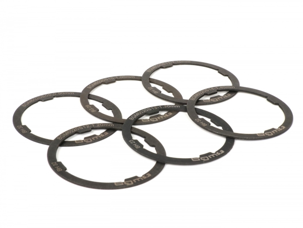 Schulterring-Set - BGM PRO - Vespa Smallframe V50, PV125, ET3, PK - Largeframe PX Lusso (ab Bj. 1984), Cosa, T5 125 ccm - 0,90-1,40 mm (+0,0 /- 0,04 mm) - 6 Stk.