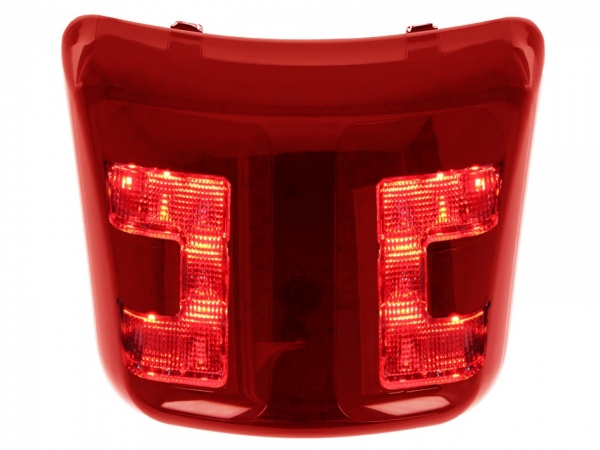 POWER1 LED-Rücklicht inkl. Rücklichtrahmen schwarz-matt mit CE Prüfzeichen - Vespa HPE (Bj. 2019-2022) - rot-transparentes Glas